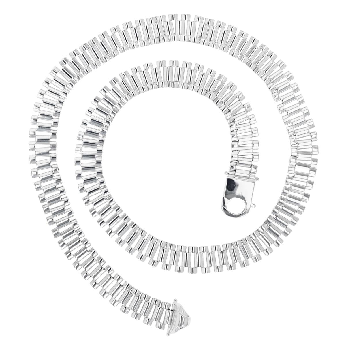 Sterling Silver Rhodium Wide Watch Link 20" Necklace