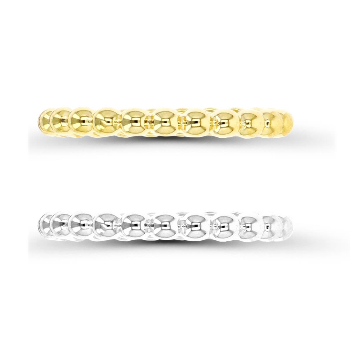 Sterling Silver Yellow 1M & White 2.6MM Band Polished Rings Set