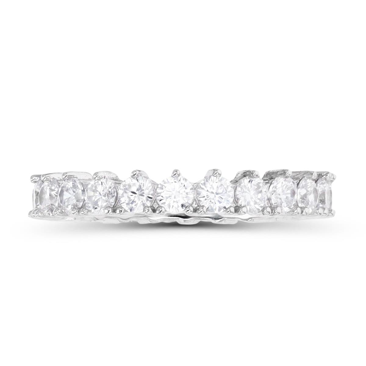 Sterling Silver Rhodium 3MM Polished White CZ Eternity Ring