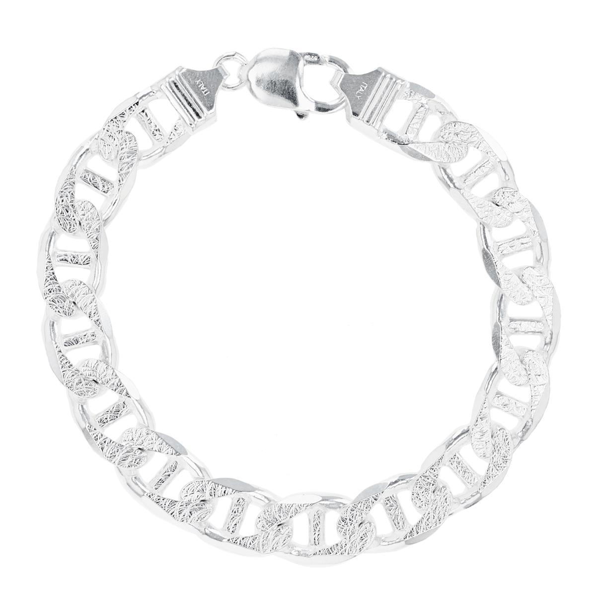 Sterling Silver Rhodium 10.5MM Mariner Diamant Cut 8.5'' Bracelet