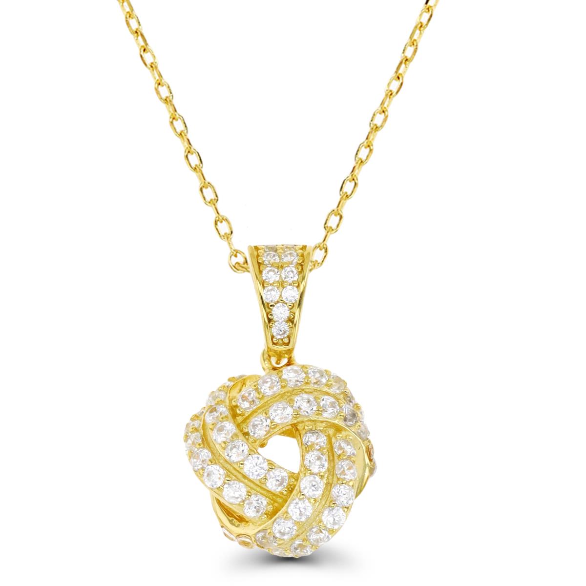Sterling Silver Yellow 1M & White CZ Love Knot 18" Necklace