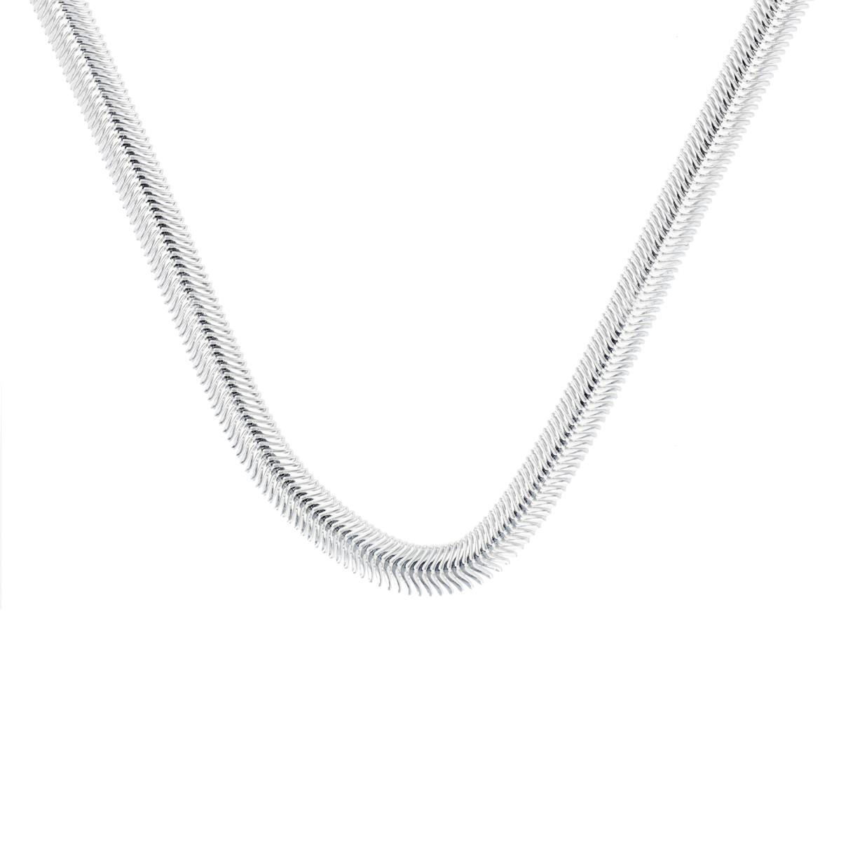 Sterling Silver Rhodium 4.5MM Herringbone 18'' Necklace