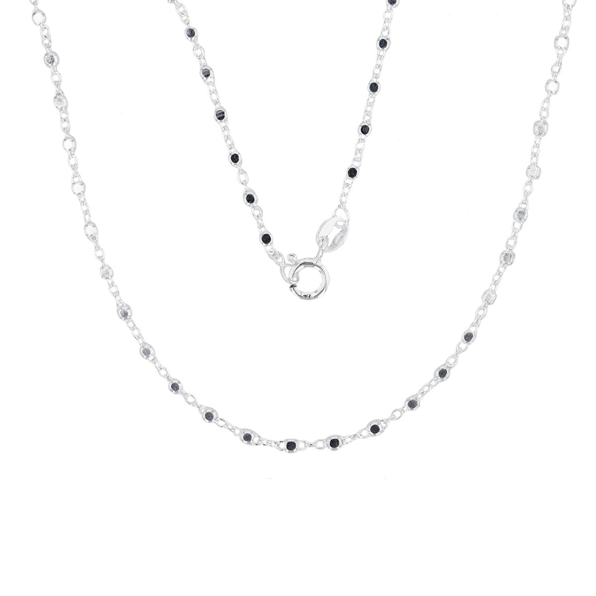 Sterling Silver Rhodium Bead Station 18'' Necklace