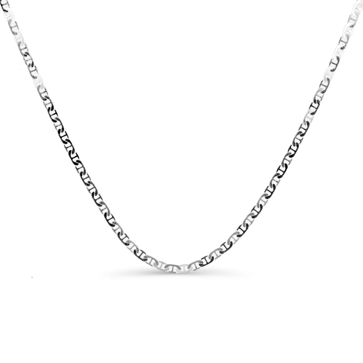 Sterling Silver Rhodium Mariner 18'' Chain Necklace