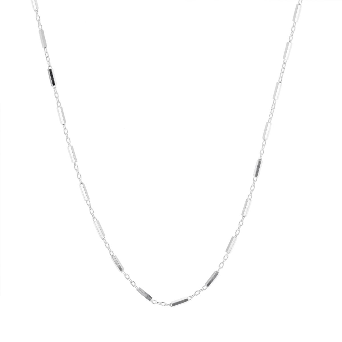 Sterling Silver Rhodium 1.37MM Bar Station 18''Necklace