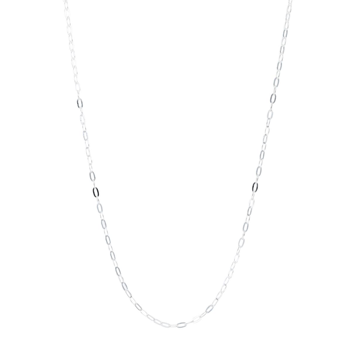 Sterling Silver Rhodium Mini Paper Clip 18''  Chain Necklace