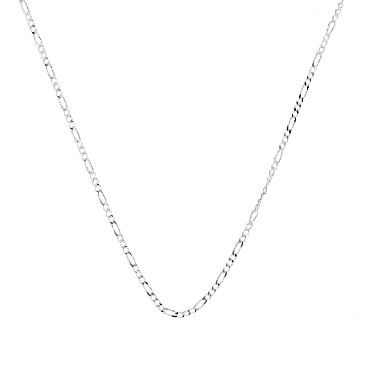 Sterling Silver Rhodium Narrow Figaro 18'' Chain Necklace