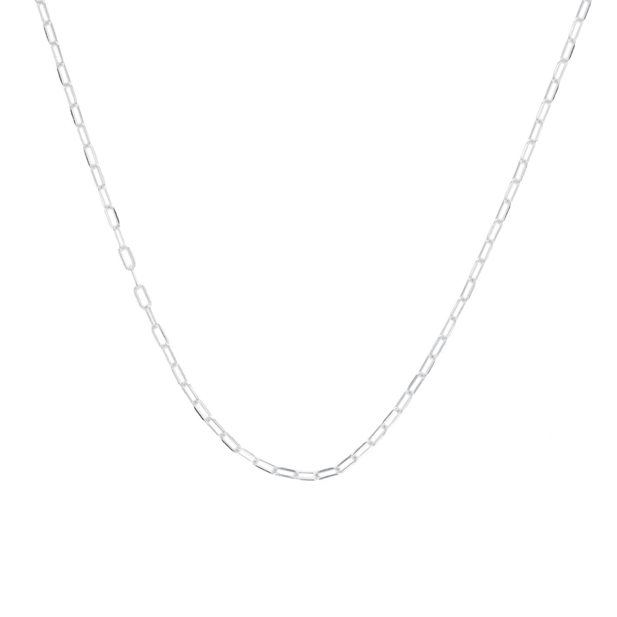Sterling Silver Rhodium Small Paper Clip 18'' Chain Necklace