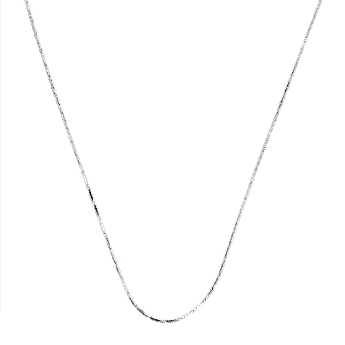 Sterling Silver Rhodium Twist Station Solid Snake 18'' Chain Necklace