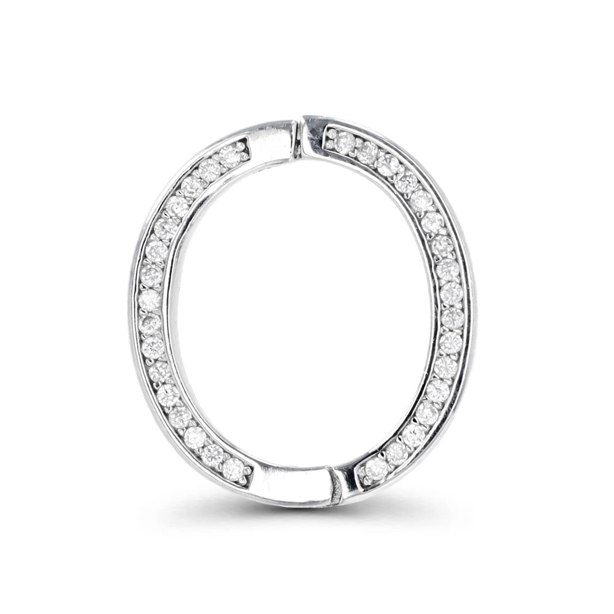 Sterling Silver Rhodium 18X2.0MM White CZ Channel Set 2 Sided Oval Slide Pendant/Charm
