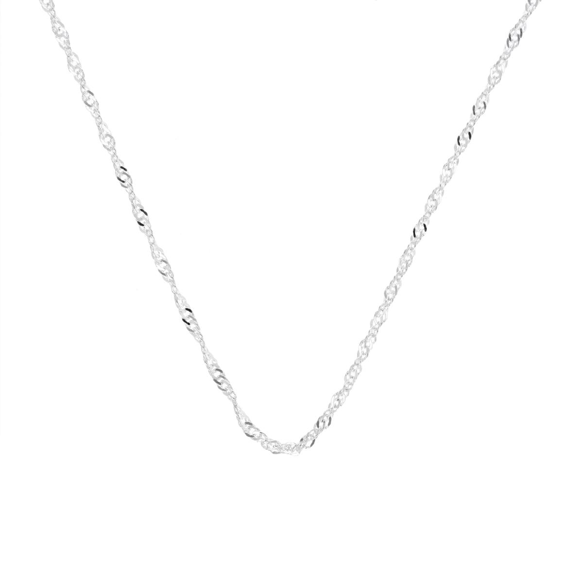 Sterling Silver Rhodium  Singapore 18''  Chain Necklace