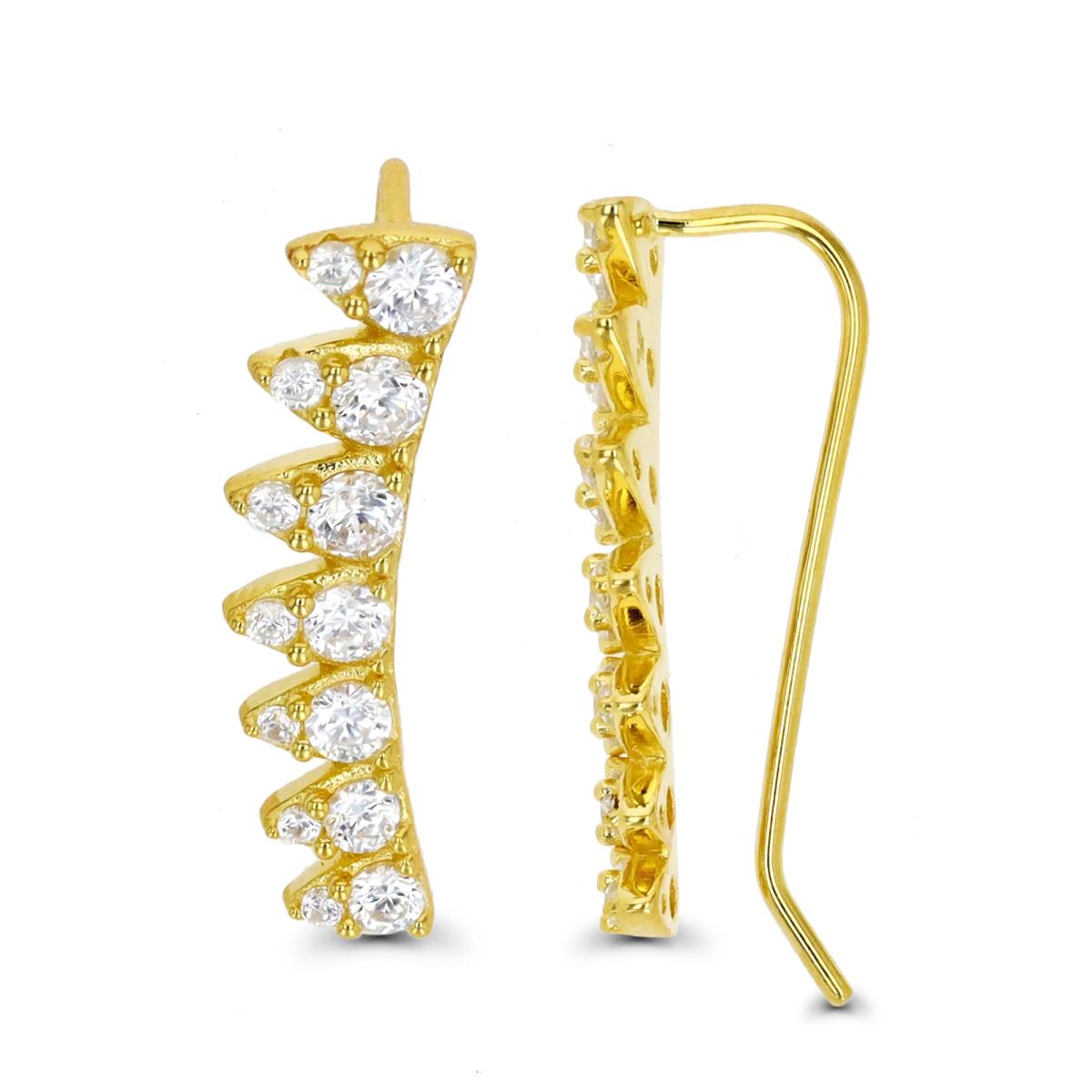 Sterling Silver Yellow 1M & White CZ Ear Climbers Earring