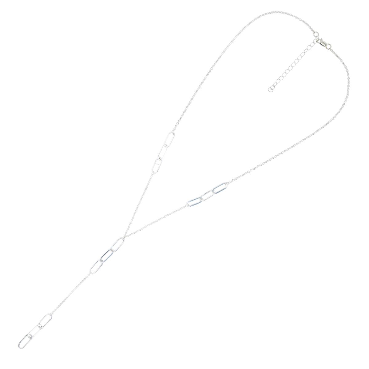 Sterling Silver Anti-Tarnish Dangling Paperclip 18''+2'' Necklace