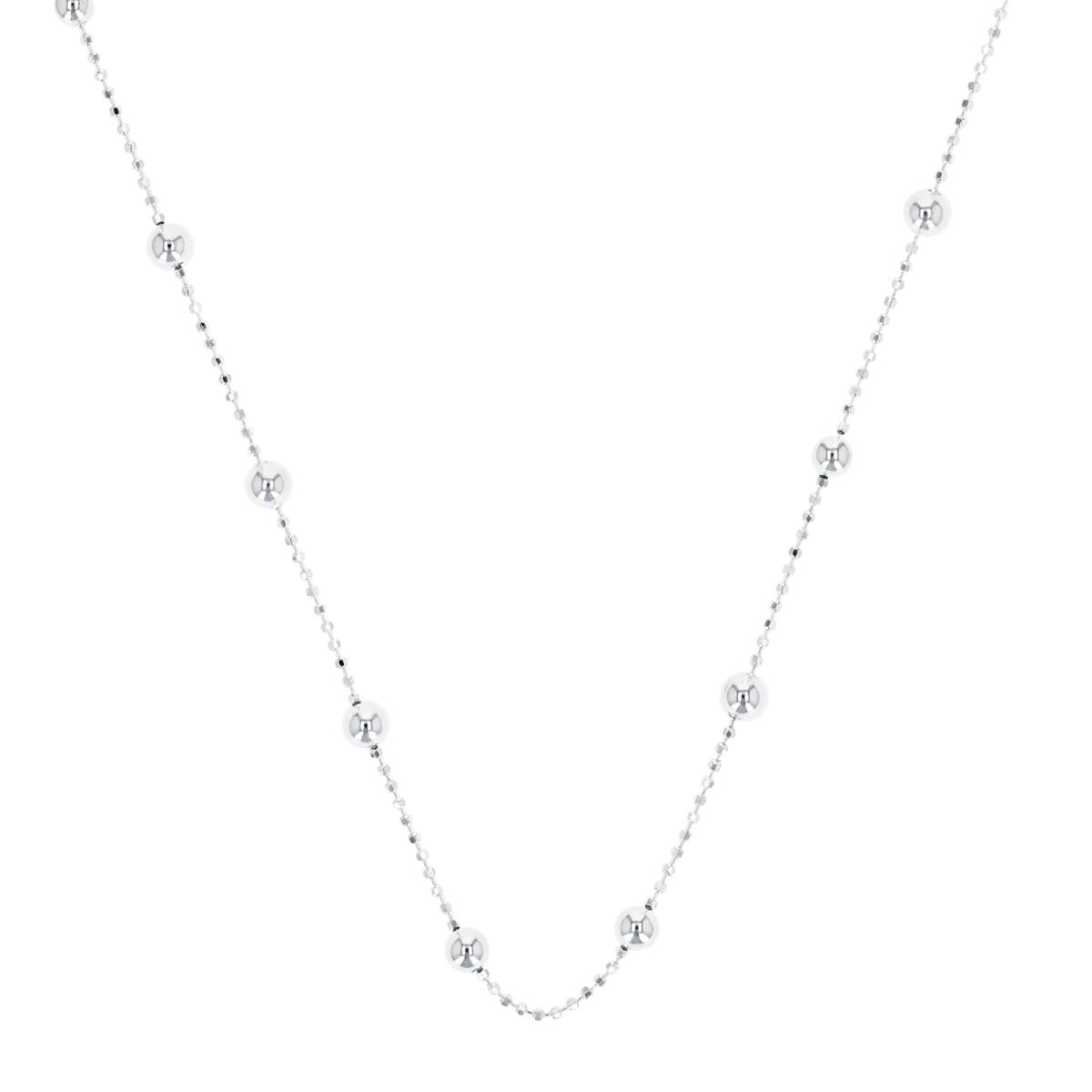 Sterling Silver Anti Tarnish Moon Cut Bead Chain 18'' Necklace