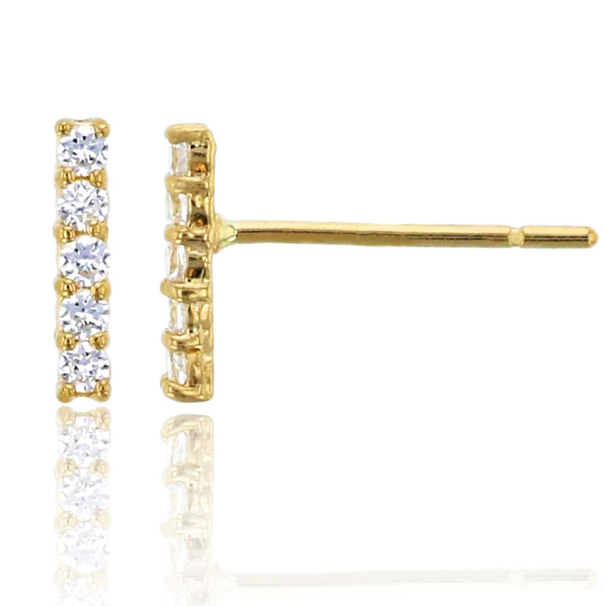 14K Yellow Gold Pave 5-Stone Liner Stud Earring