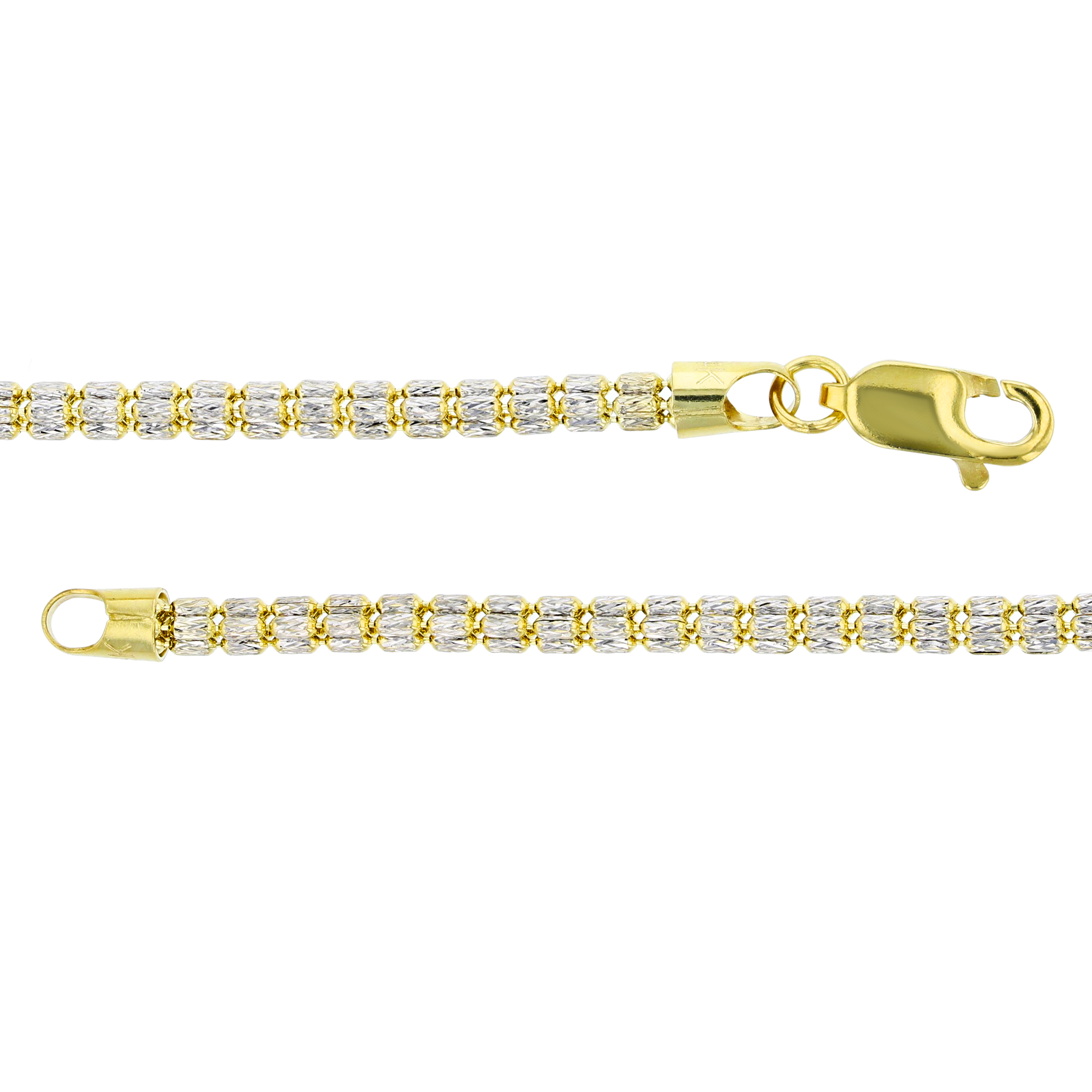 14K Two-Tone Gold 3.20mm Diamond Cut 24" Cylinder Chain