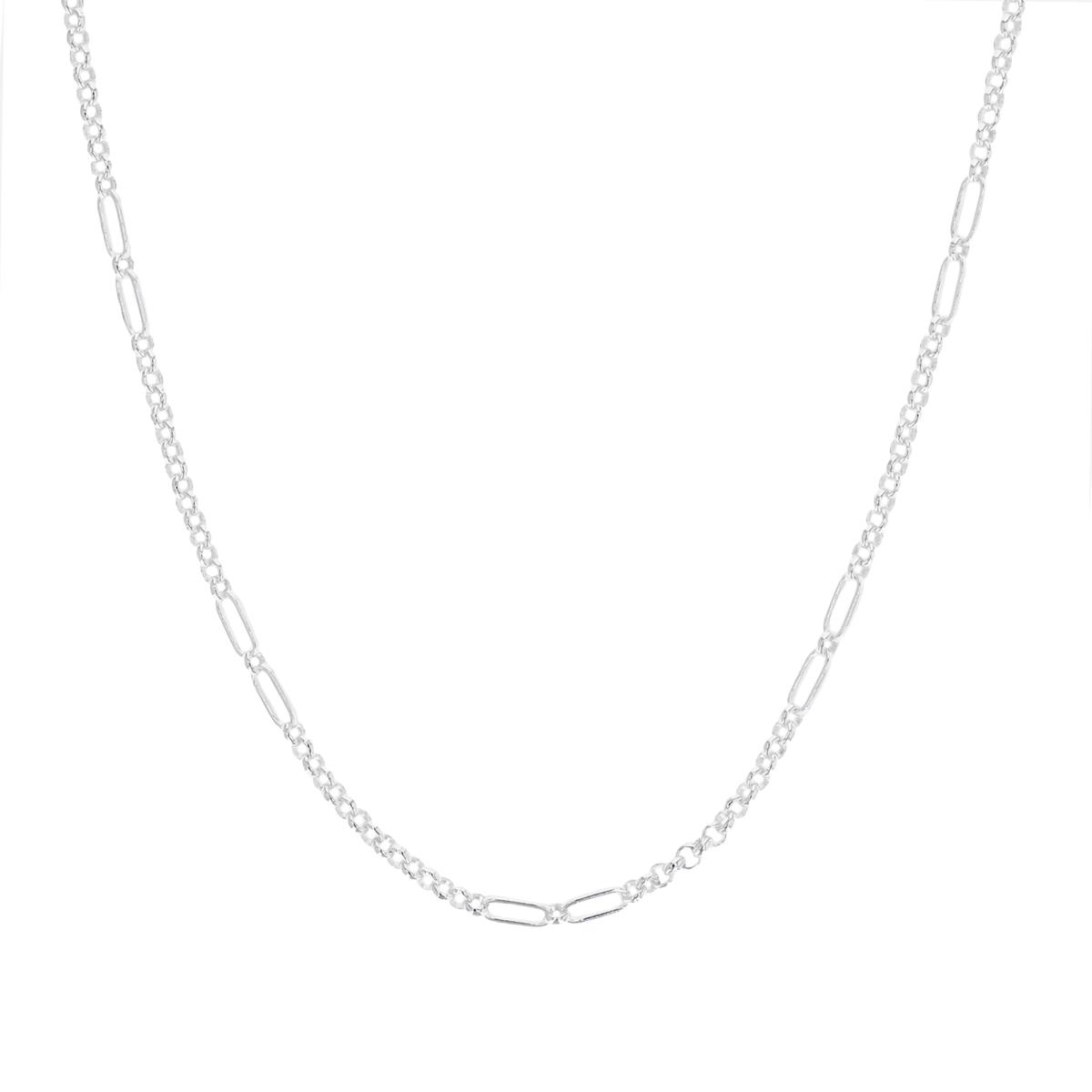 Sterling Silver Anti-Tarnish 2.3MM Rolo & Paperclip 18'' Chain Necklace