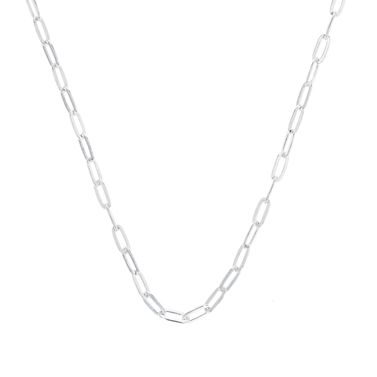 Sterling Silver Anti-Tarnish 7X3MM Paperclip 18''  Chain Necklace