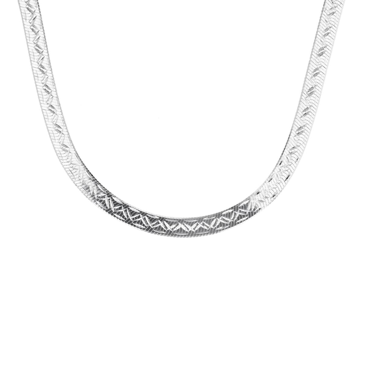 Sterling Silver Anti-Tarnish 7MM DC Herringbone 18'' Chain Necklace