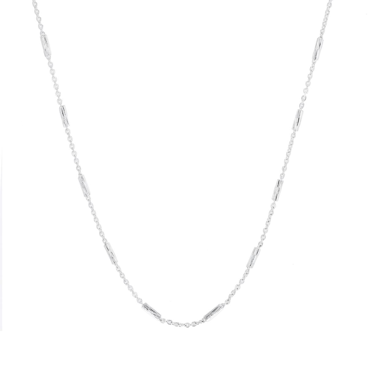Sterling Silver Anti-Tarnish 1.5MM DC Bar Station Rollo 20'' Chain Necklace