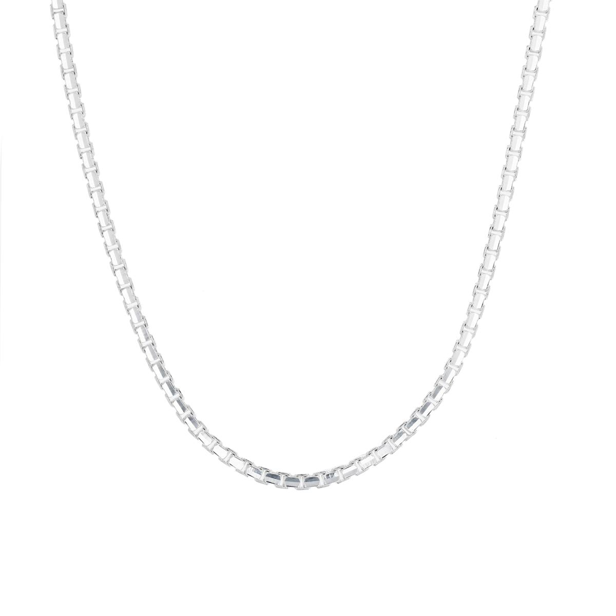 Sterling Silver Anti-Tarnish 2.3MM Octaonal Box 24'' Chain Necklace