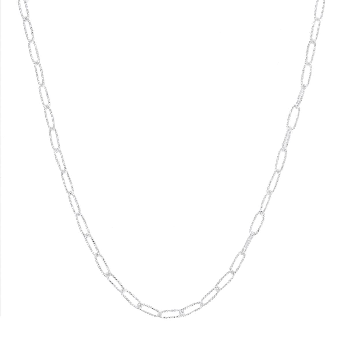 Sterling Silver Anti-Tarnish 7X3MM Milgraine Paperclip 18'' Chain Necklace