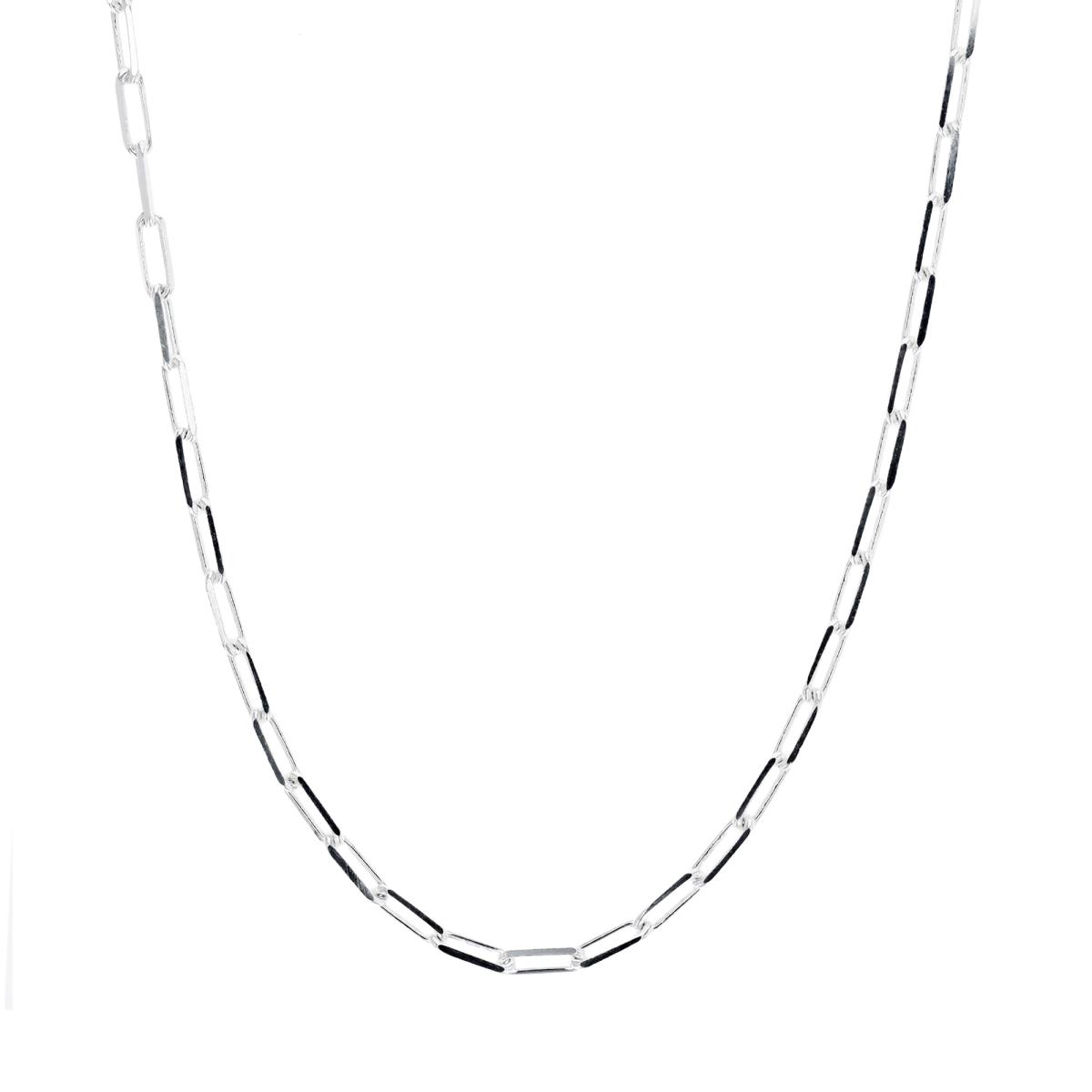 Sterling Silver Anti-Tarnish 7X2.5MM Paperclip 18'' Chain Necklace