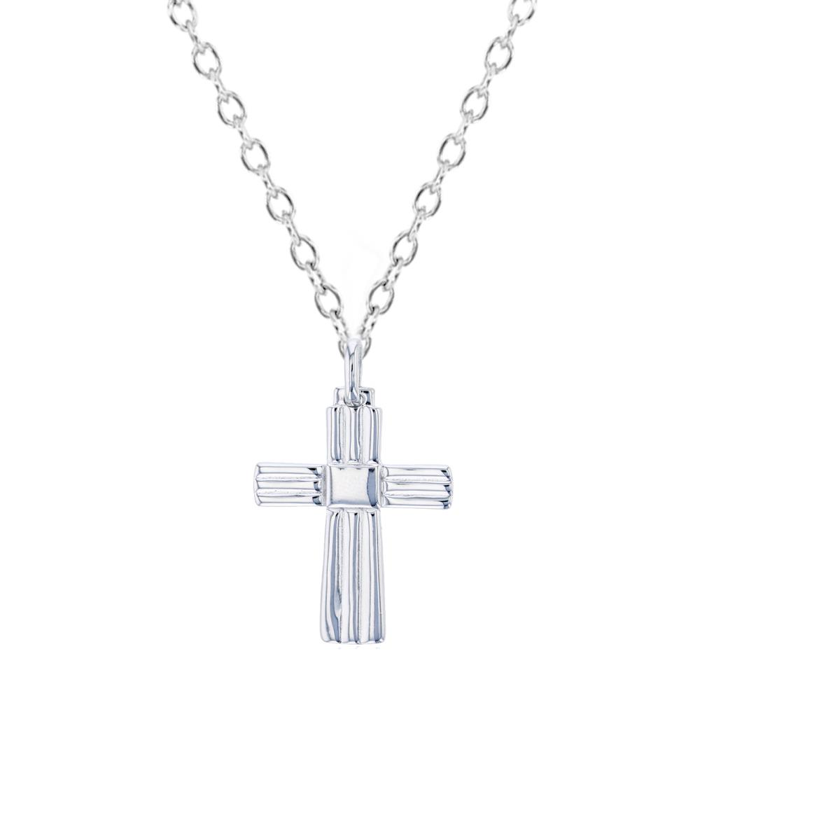 Sterling Silver Rhodium Cross 18" Necklace