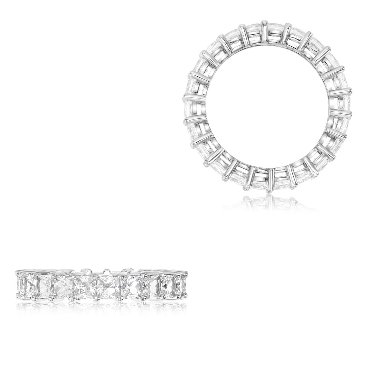 Sterling Silver Rhodium & SQ Ct. Cr. White Sapphire 4MM Shared Prong Eternity Ring