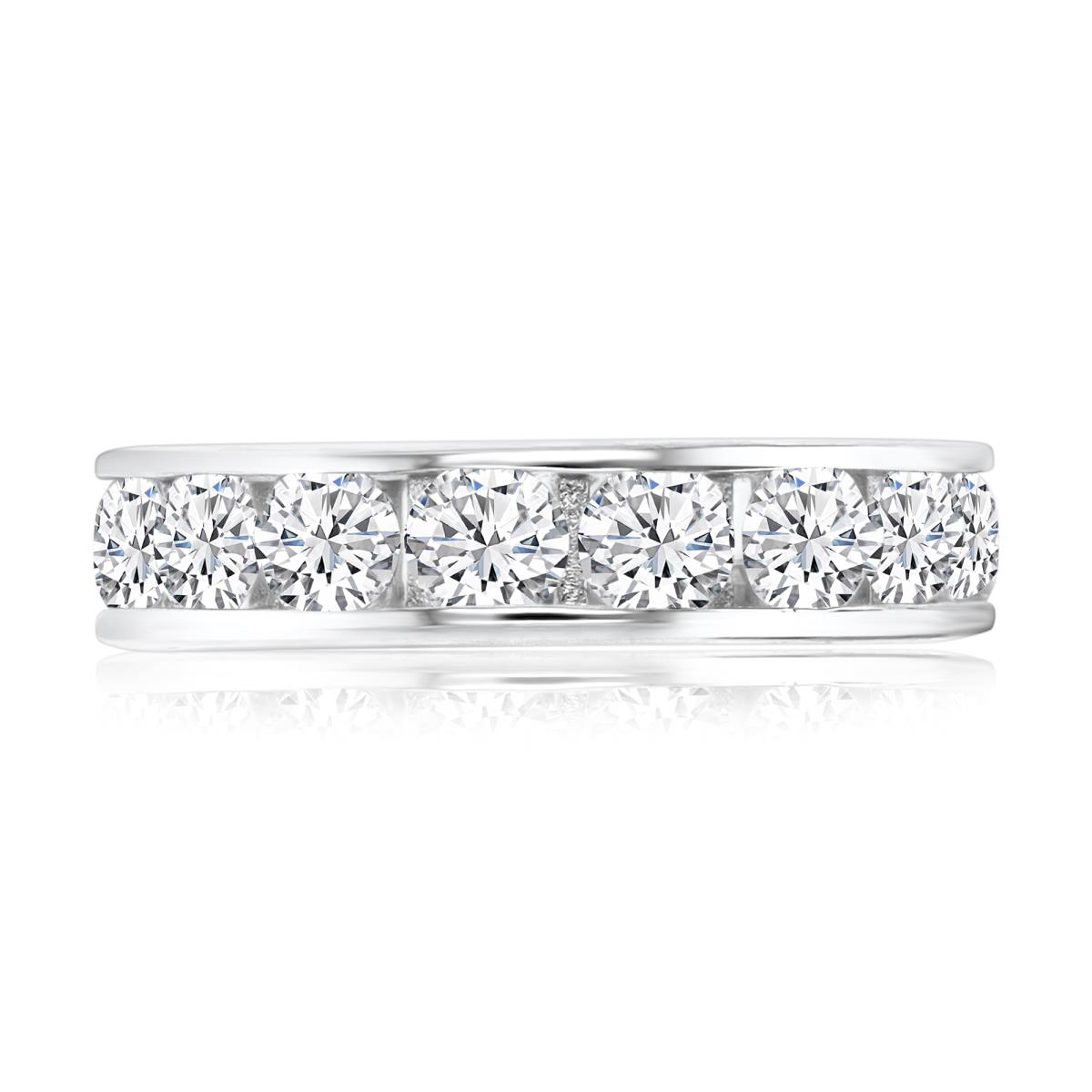 Sterling Silver Rhodium & Cr. White Sapphire 5MM Channel-Set Eternity Ring