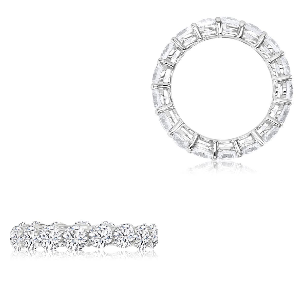 Sterling Silver Rhodium & Cr. White Sapphire Shared Prong 4MM Eternity Ring