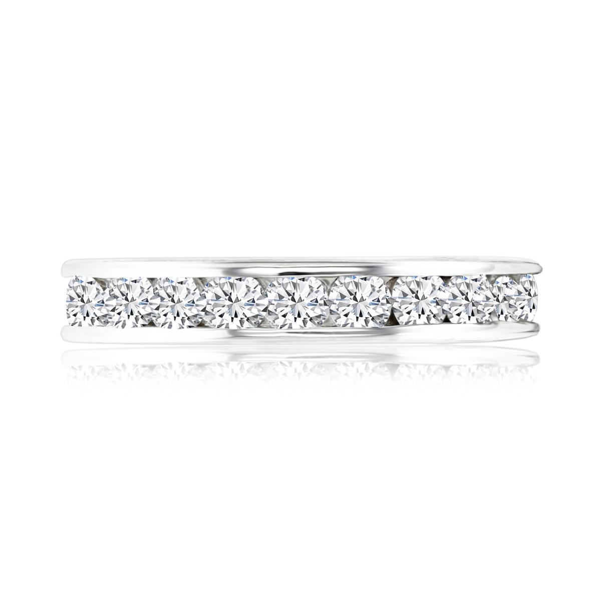 Sterling Silver Rhodium & RD Ct. Cr. White Sapphire Chanel-Set 4MM Eternity Ring