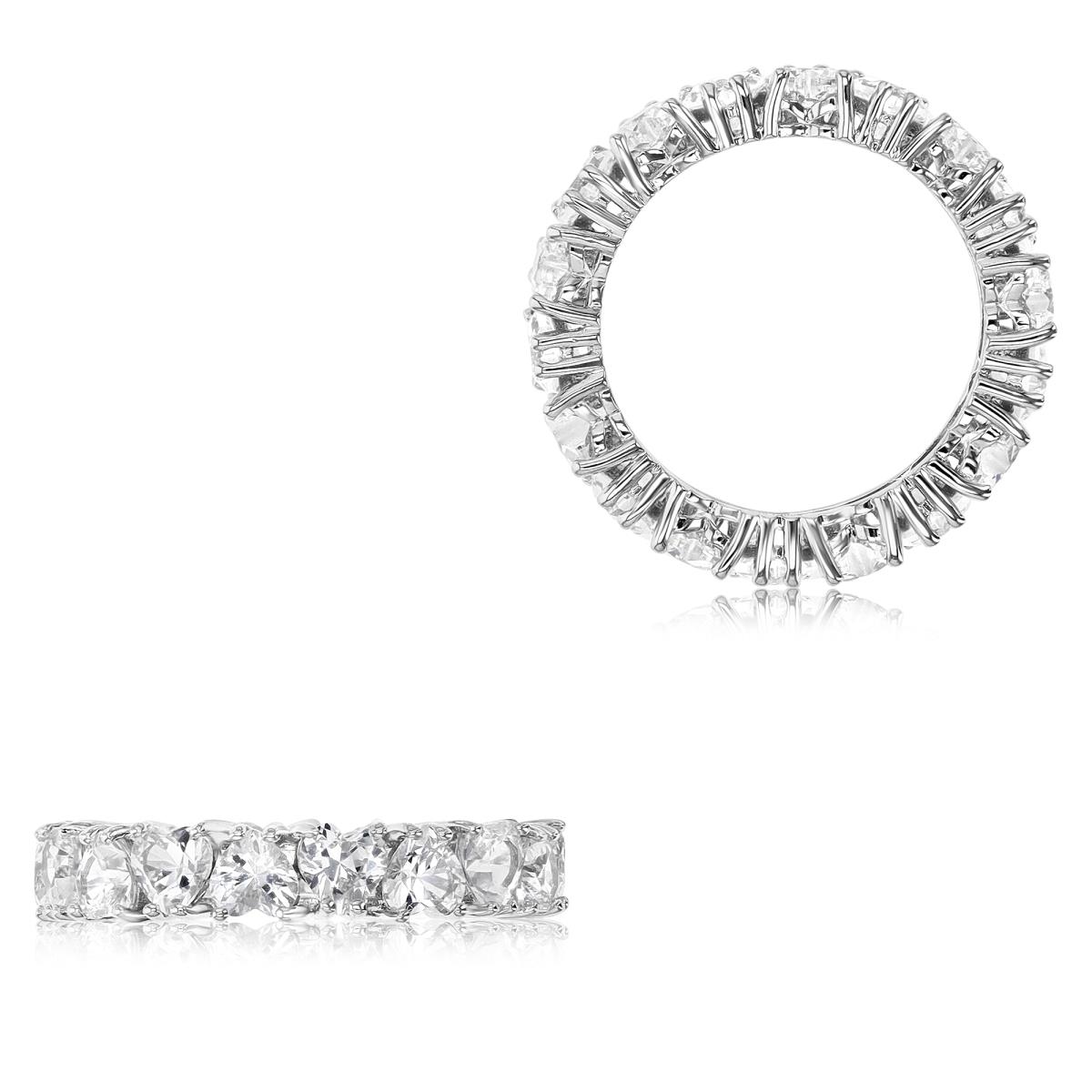 Sterling Silver Rhodium & HS Ct.Cr. White Sapphire 4.5MM Eternity Ring
