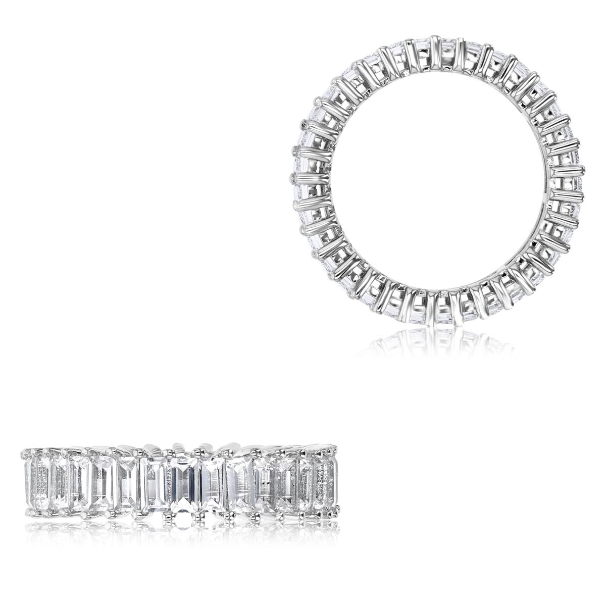 Sterling Silver Rhodium & SB Ct. Cr. White Sapphire 5MM Shared Prong Eternity Ring