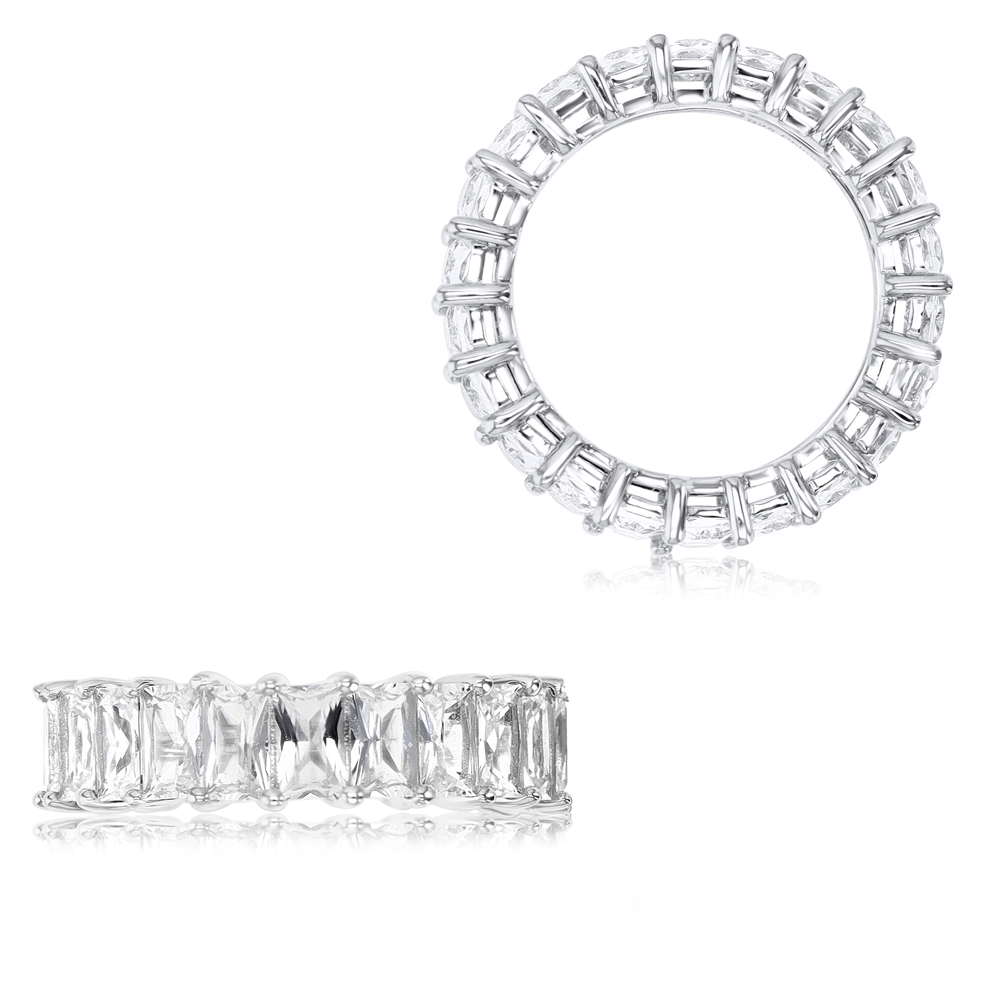 Sterling Silver Rhodium & OC Ct. Cr. White Sapphire 6MM Eternity Ring
