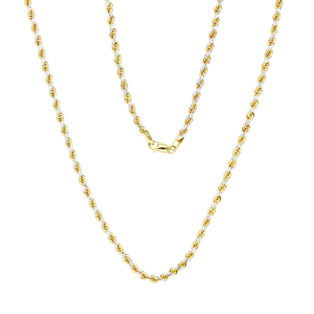 14K Gold Yellow & White 2.25mm Diamond Cut Solid Rope 050 22" Chain