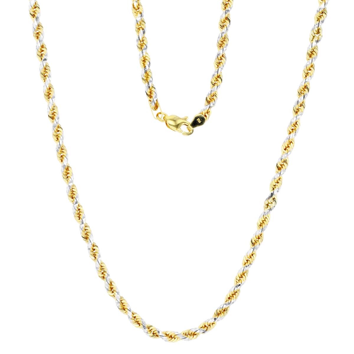 14K Gold Yellow & White 3mm Diamond Cut Solid Rope 060 24" Chain