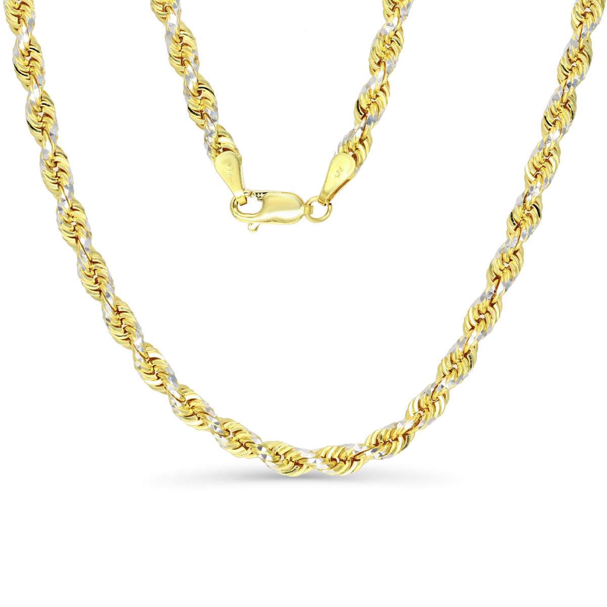 14K Gold Yellow & White 4mm Diamond Cut Solid Rope 080 22" Chain