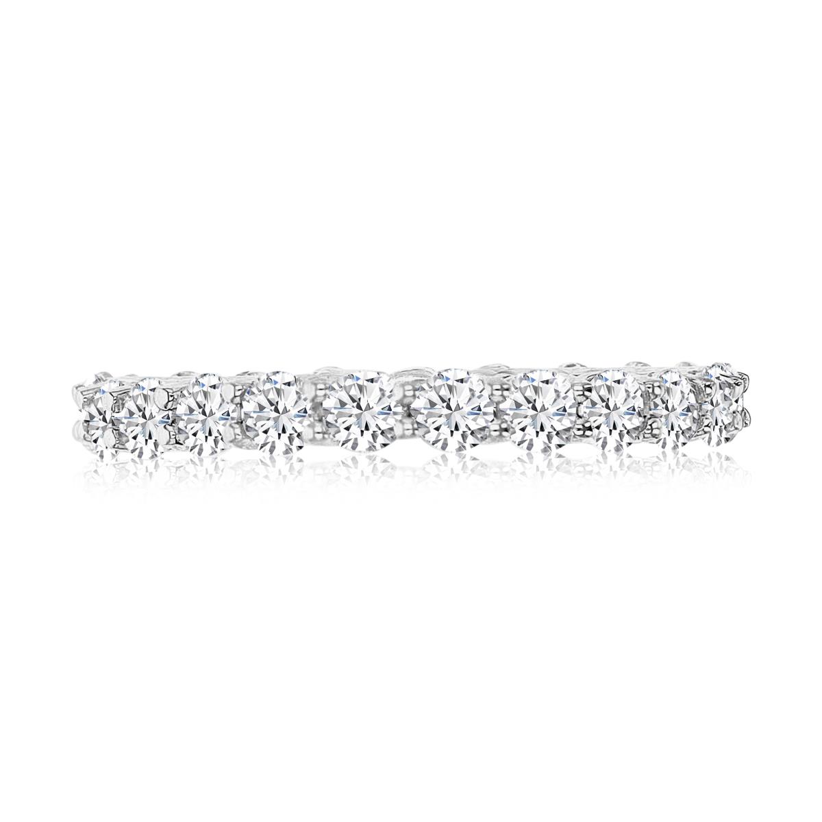 Sterling Silver Rhodium & RD Ct. White CZ Shared Prong 3MM Eternity Ring