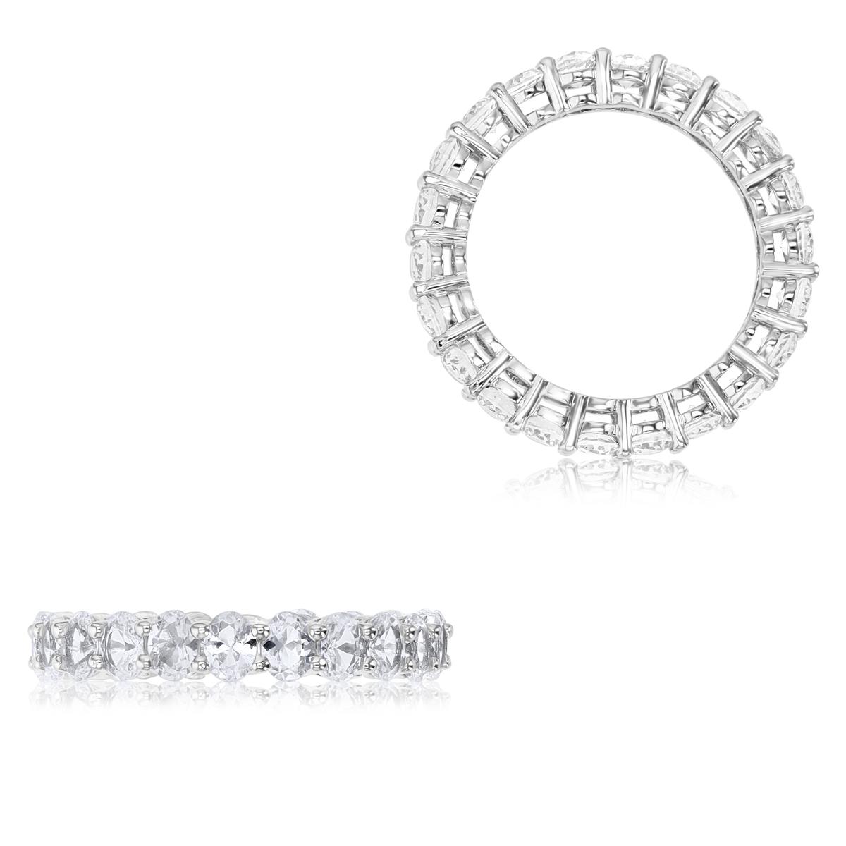 Sterling Silver Rhodium & OV Ct. Cr. White Sapphire 4MM Eternity Ring