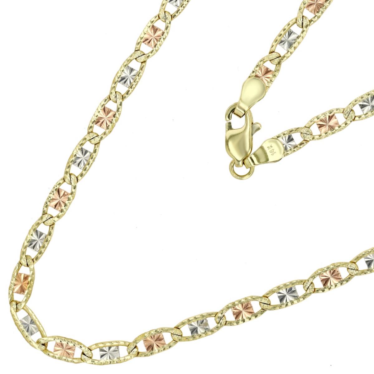 14K Gold Tricolor WYR 8.5X3MM DC Valentino Satin Star 13.5''  Chain Necklace
