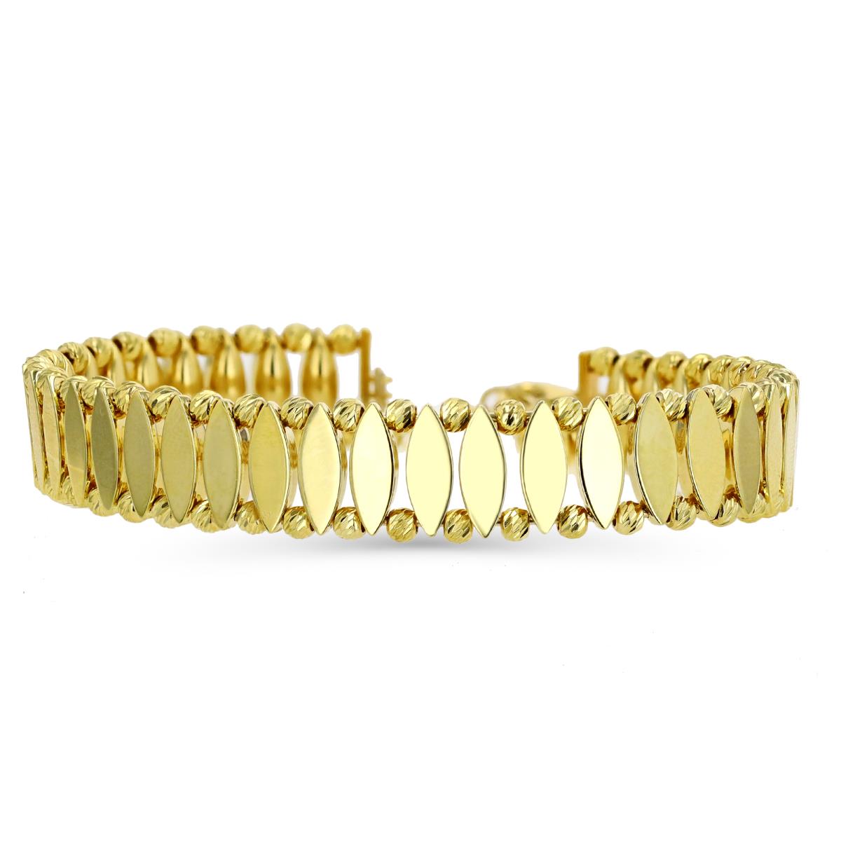 14K Gold Yellow 10MM DC Beaded Bangle Bracelet