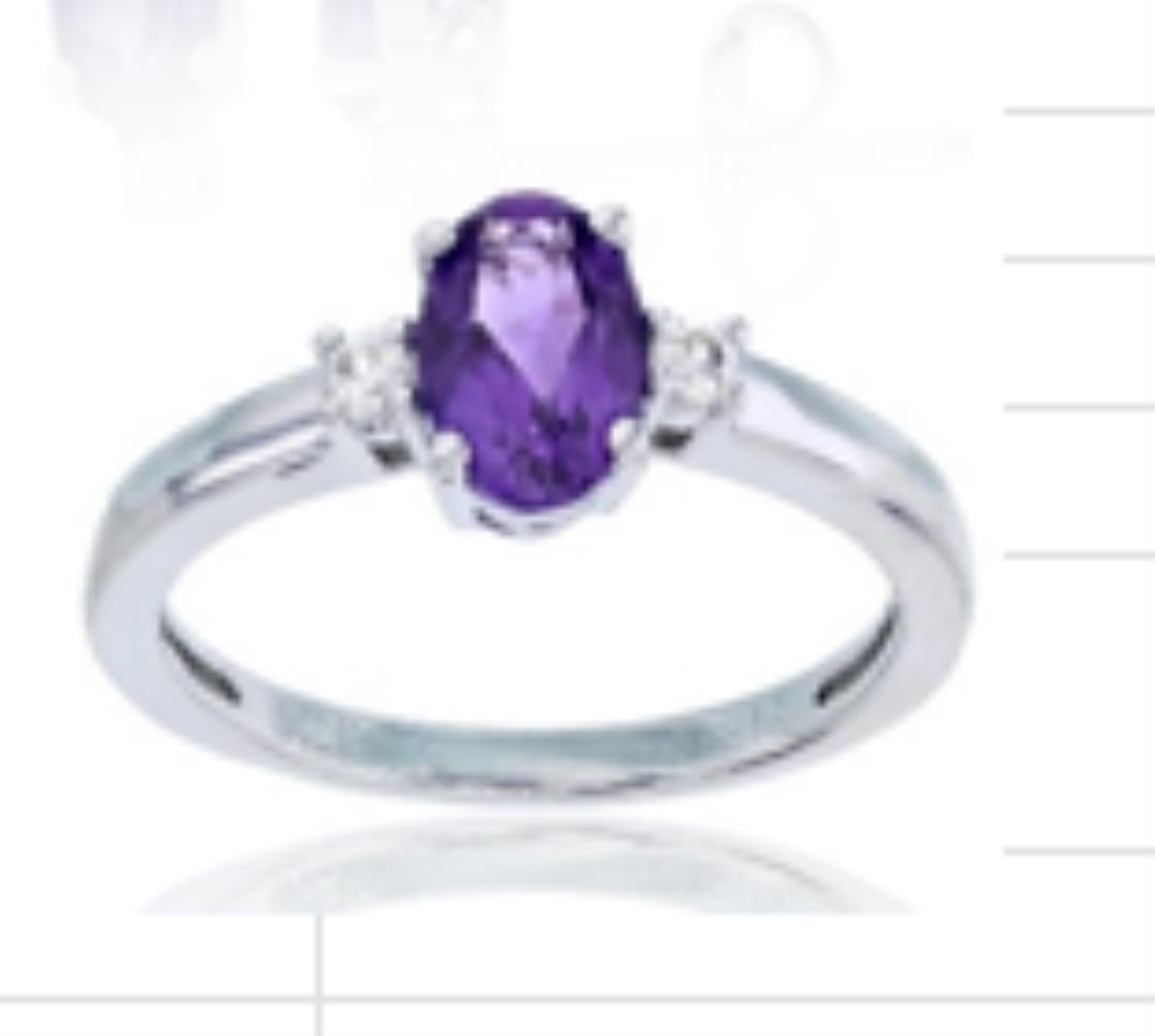 10K Gold White & 0.01 CTTW Diamond and OV Ct. Amethyst Ring