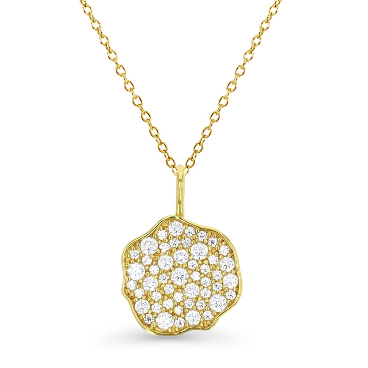 18K Gold Yellow 10X2MM Irregular Flower Cttw 0.25 Diamond 16''+1''+1'' Necklace
