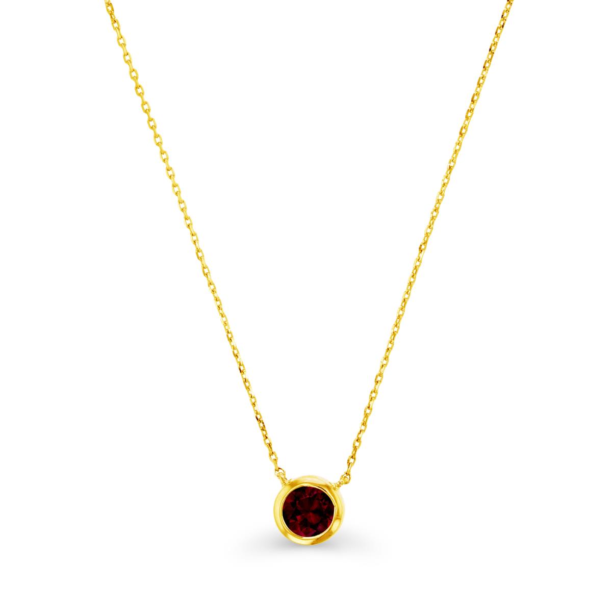 10K Yellow Gold & 5mm Rd Garnet Bezel Set Necklace