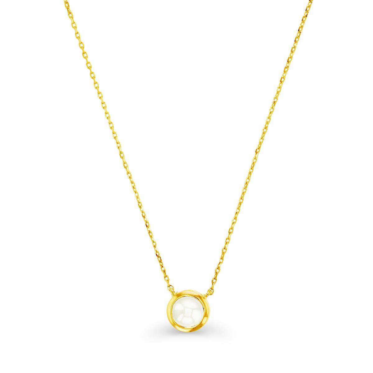 10K Yellow Gold & 5mm Rd Pearl Bezel Set Necklace