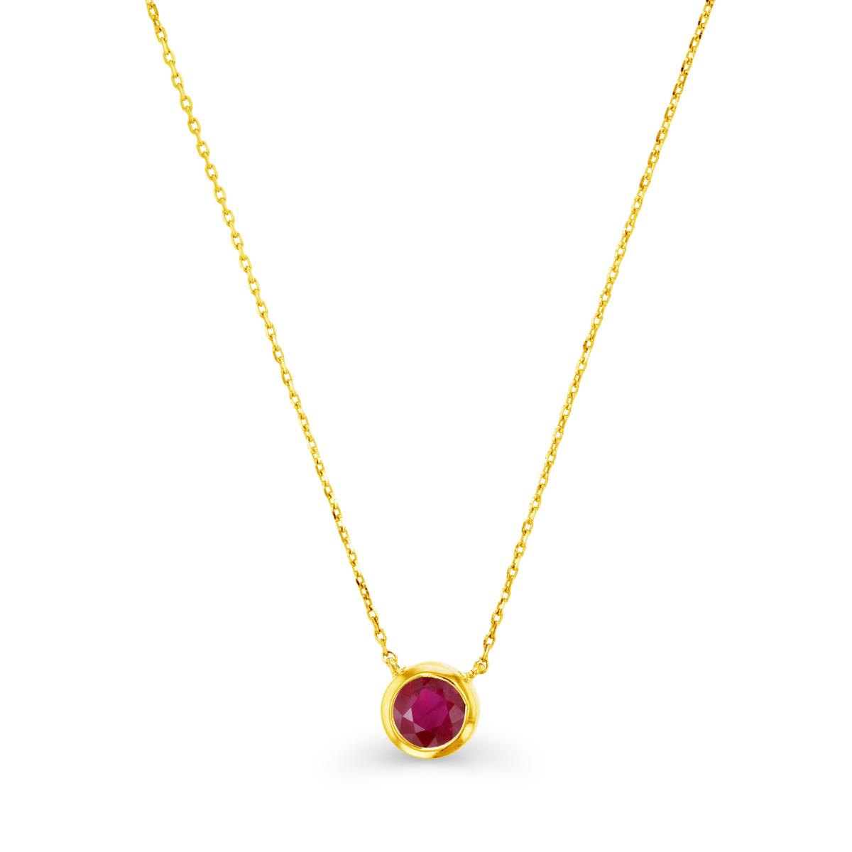 10K Yellow Gold & 5mm Rd Ruby Set Necklace