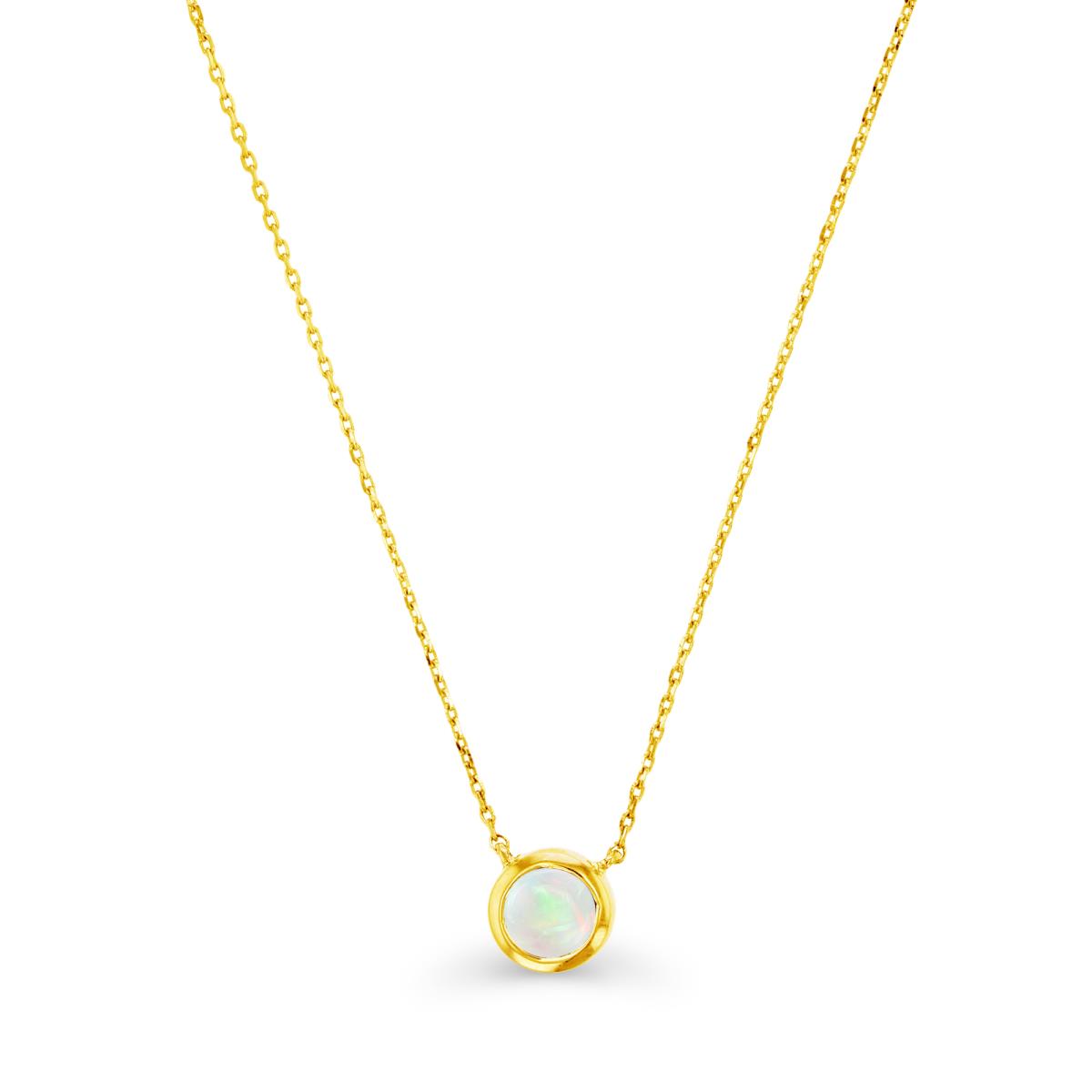 10K Yellow Gold & 5mm Rd Opal Set Necklace