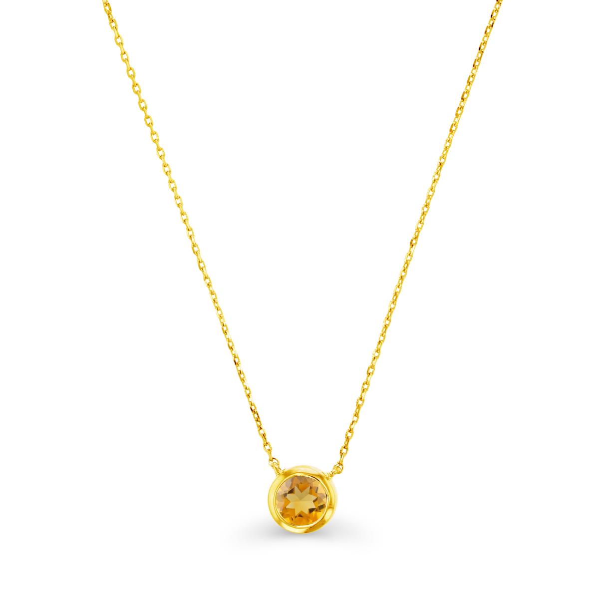 10K Yellow Gold & 5mm Rd Citrine Set Necklace