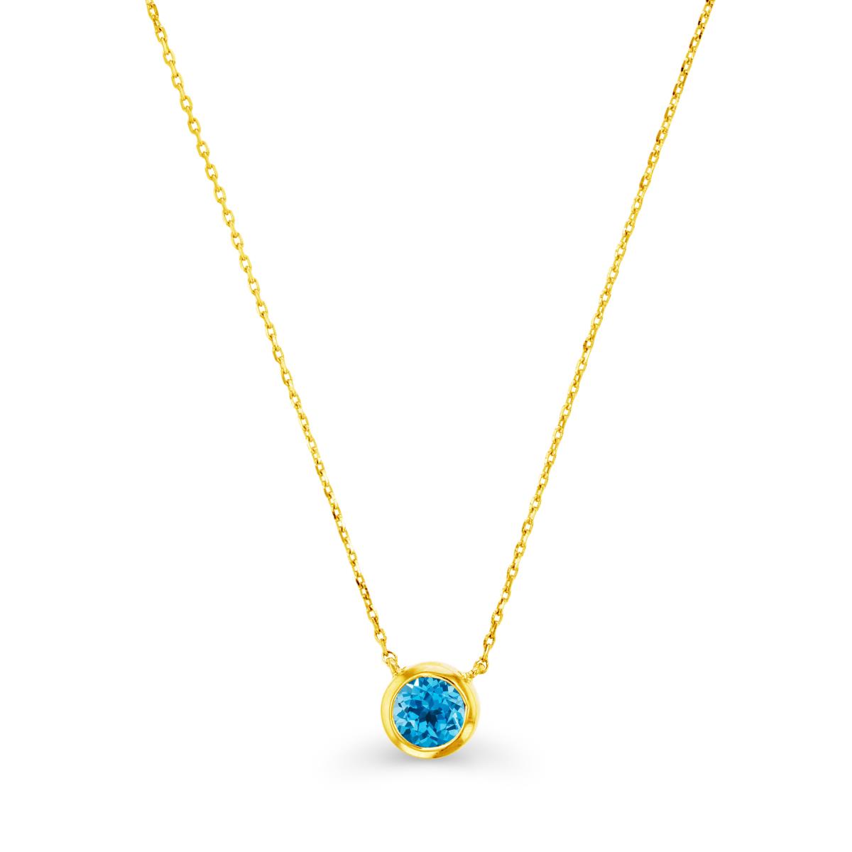 10K Yellow Gold & 5mm Rd Swiss Blue Topaz Set Necklace